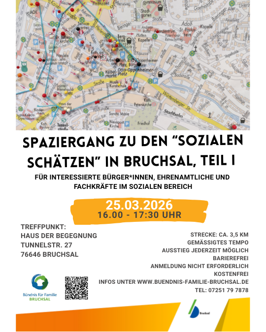 Spaziergang zu den Sozialen Schätzen in Bruchsal Buendnis für Familie Bruchsal, Spaziergang zu den Sozialen Schätzen